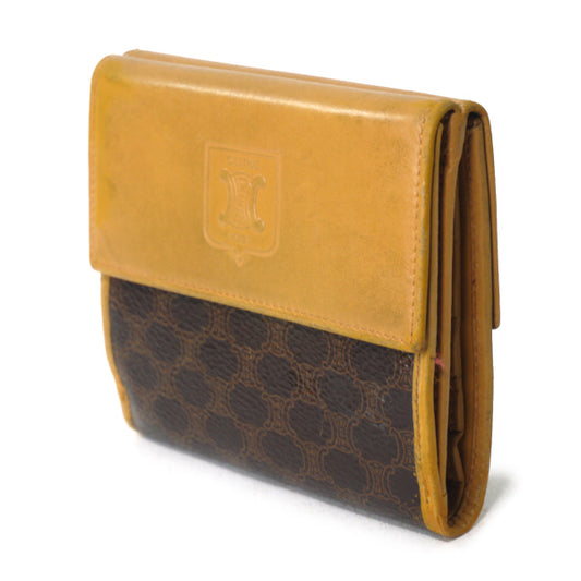 OLD CELINE マカダム柄Wホック折財布(茶)