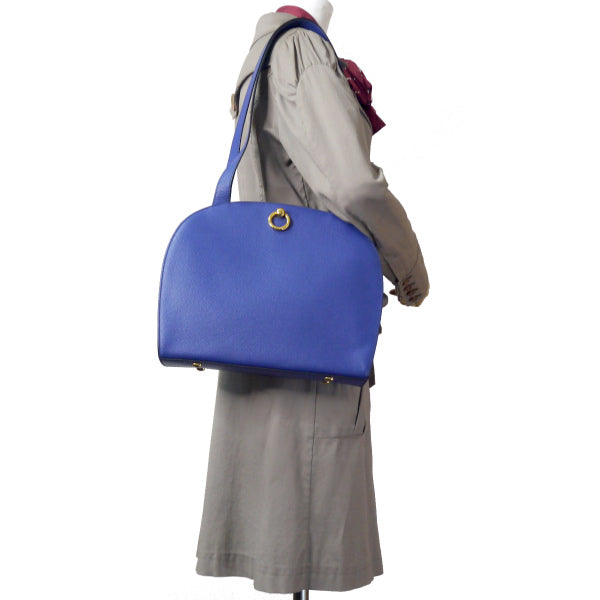 OLD CELINE ロゴサークル金具レザートートバッグ(青)