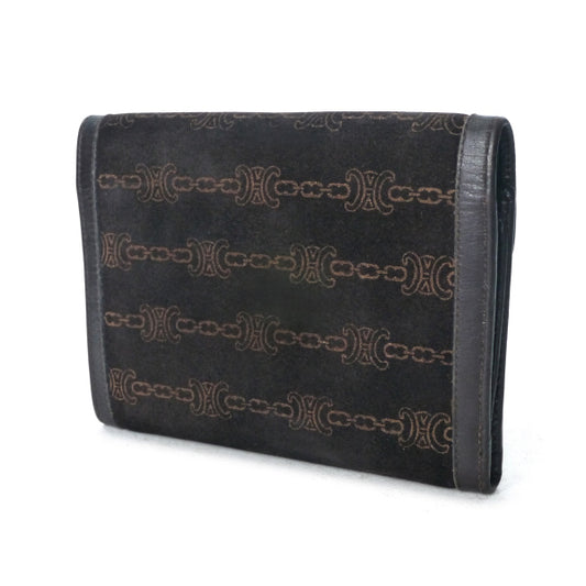 OLD CELINE マカダムチェーン柄スエード折財布(濃茶)