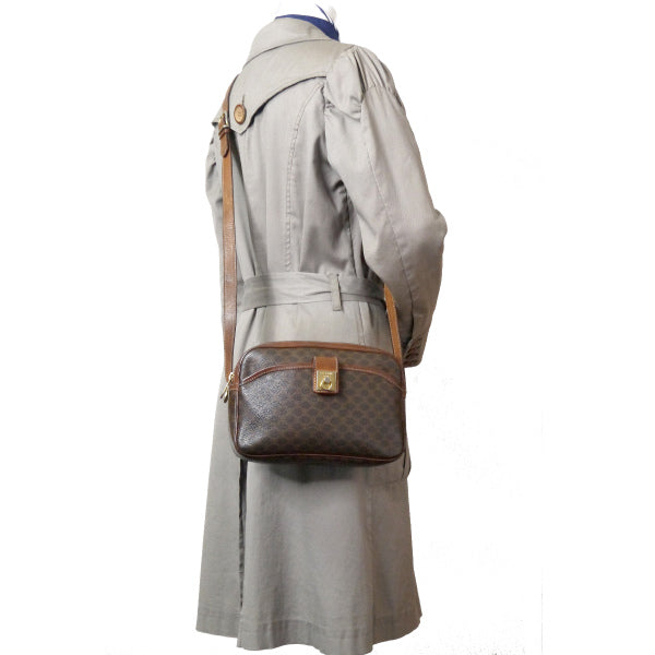 OLD CELINE マカダム柄 ロゴリング金具ショルダー(茶)