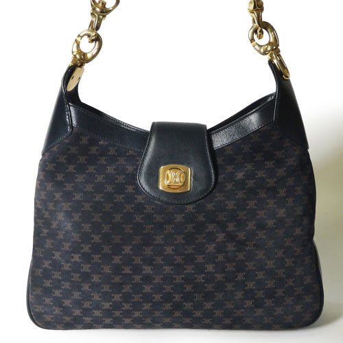 OLD CELINE 知恵の輪マカダム柄ショルダー(紺・スエード)