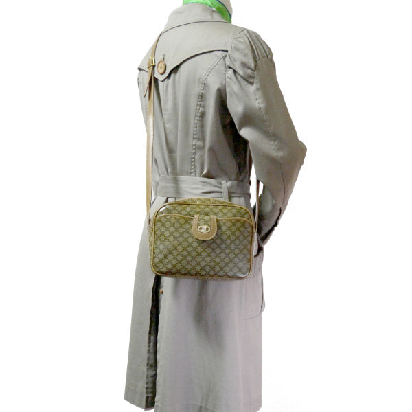 OLD CELINE マカダム柄ミニショルダー(濃ベージュ)