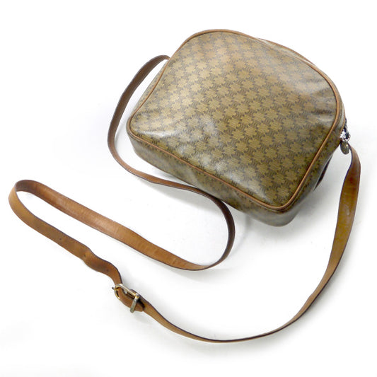 OLD CELINE マカダム柄ステッチリボンポシェット(濃ベージュ)