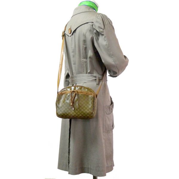 OLD CELINE マカダム柄ステッチリボンポシェット(濃ベージュ)