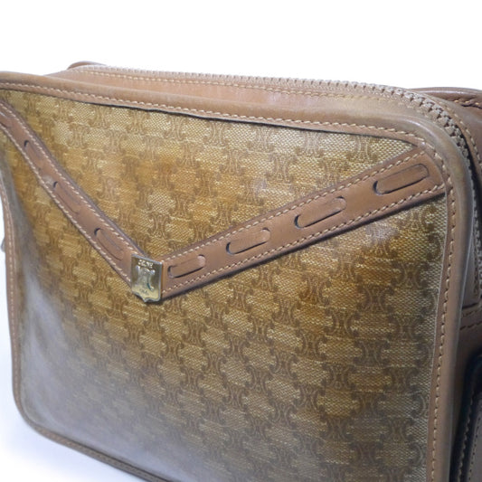 OLD CELINE マカダム柄ポイントステッチショルダー(茶)