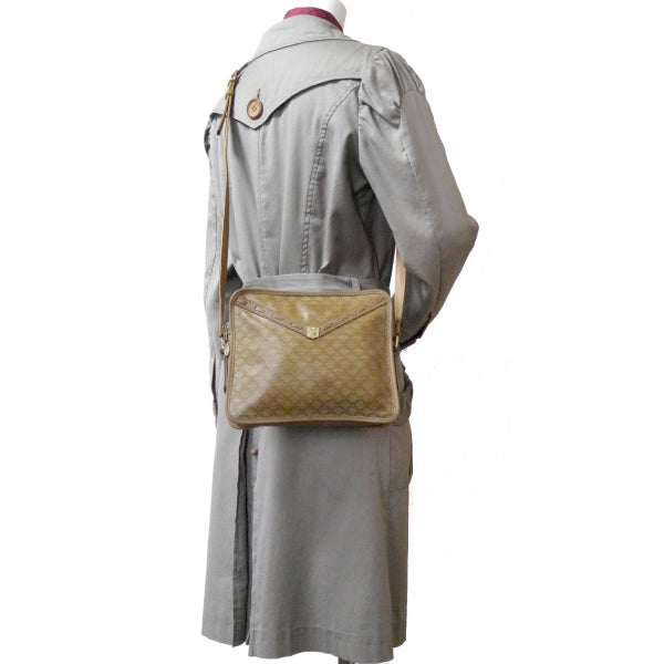 OLD CELINE マカダム柄ポイントステッチショルダー(茶)