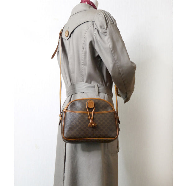 OLD CELINE マカダム柄フリンジ付ショルダー(茶)