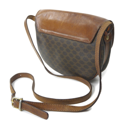 OLD CELINE <訳あり>レザー×マカダム柄半円ポシェット(茶)