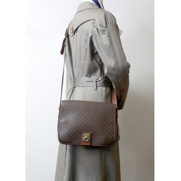 OLD CELINE マカダム柄 ロゴリングスクエア型ショルダー(茶)