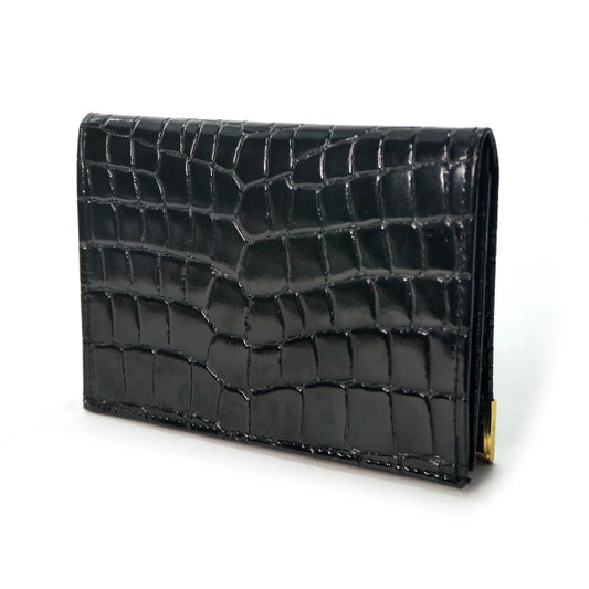 OLD CELINE 馬車ロゴ クロコ型押しカードケース(黒)