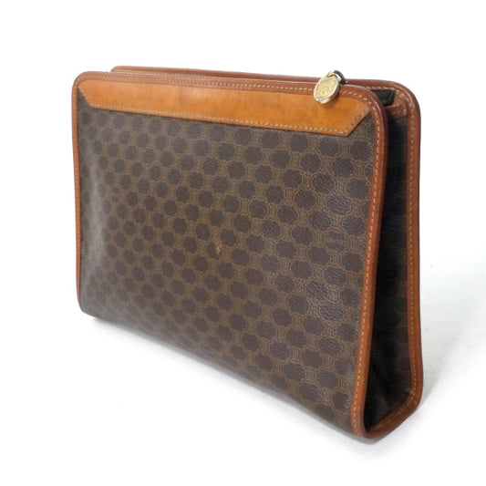 O様専用 OLD CELINE マカダム柄ロゴエンボスクラッチバッグ(茶)