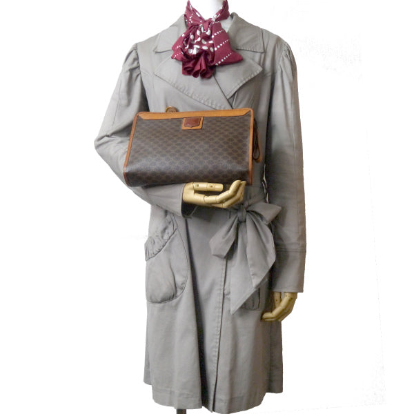 O様専用 OLD CELINE マカダム柄ロゴエンボスクラッチバッグ(茶)