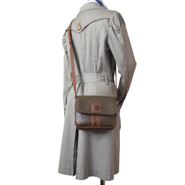 OLD CELINE エンボスロゴ刻印マカダム柄ミニショルダー(茶)