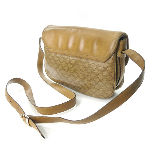 OLD CELINE レザー×マカダム柄半円フラップショルダー(ベージュ)