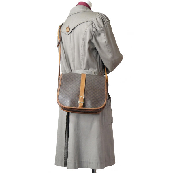 OLD CELINE マカダム柄 ベルトデザインショルダー(茶)