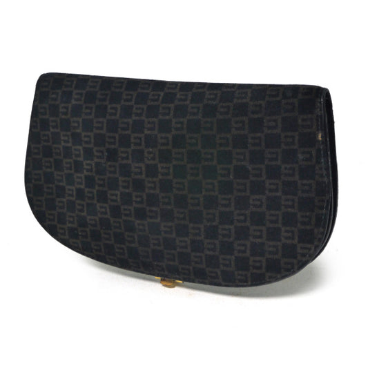 オールドグッチ ハーフムーン スクエアスエード財布(黒)