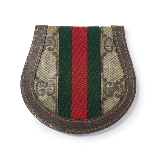 OLD Gucci シェリー円形コインケース(茶)
