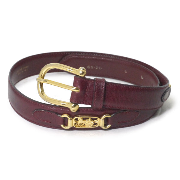 CELINE　セリーヌ ベルト 馬車金具 クロコ型押し レザー 革 ウエスト OLD CELINE 馬車金具レザーウエスト細ベルト（ボルドー） – Vintage