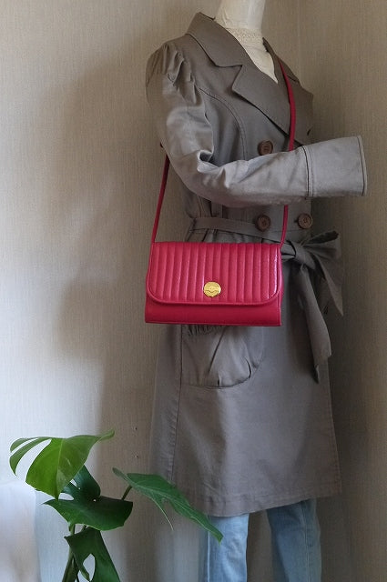 Pierre Cardin 本革 斜め掛けショルダー(ピンク)