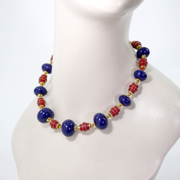 Pierre cardin カラー ネックレス(赤×青)