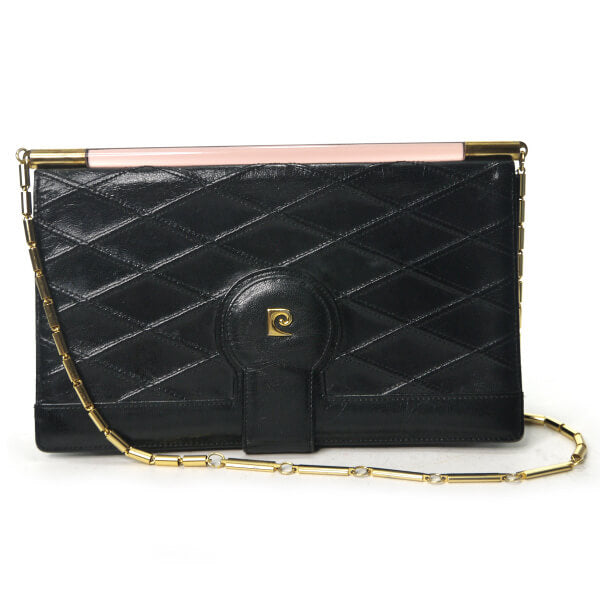 Pierre cardin 本革キルティングチェーンショルダー（黒） – Vintage