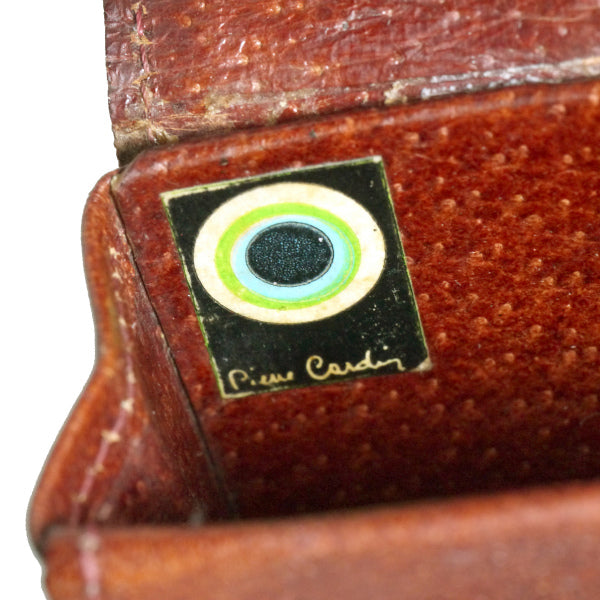 Pierre cardin レトロ総革Pロゴマルチケース(茶)