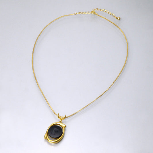 Pierre cardin Pロゴ カットアウトネックレス(黒/ゴールド)