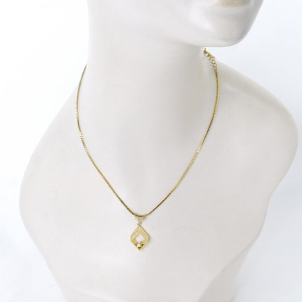 Pierre cardin ダイヤカットアウト ストーンネックレス(ゴールド)