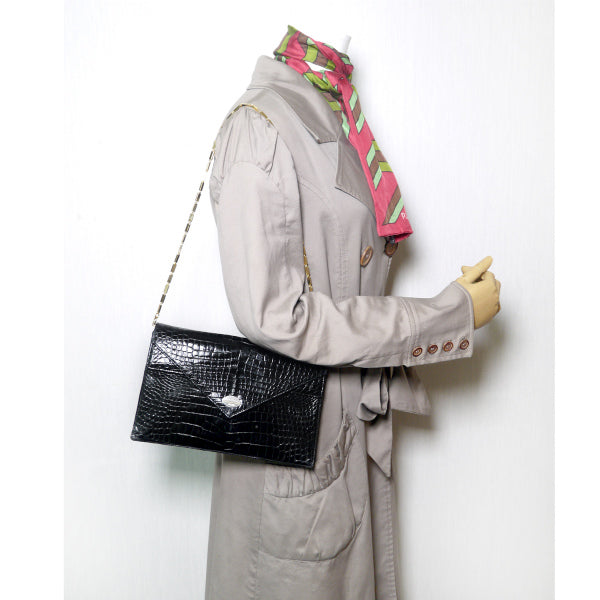 Pierre cardin クロコ チェーンバッグ(黒)