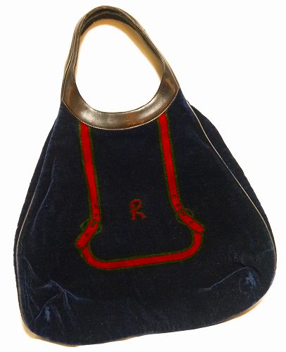 Roberta ヴィンテージ ベロアトートバッグ(紺)