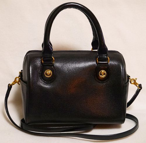 Roberta 総皮2Wayショルダー付ボストン(黒)