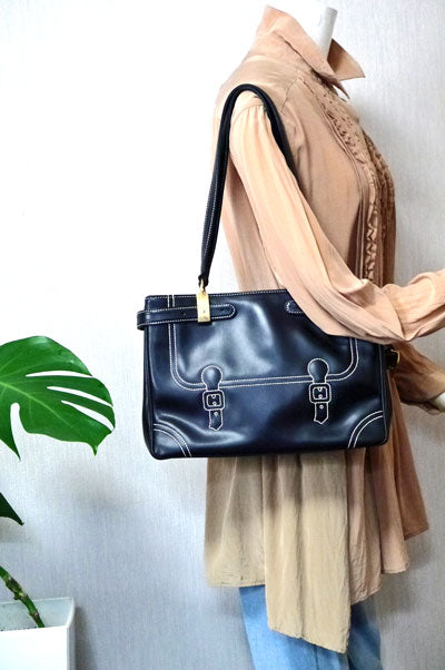 Roberta 騙し絵トートバッグ(革・黒)