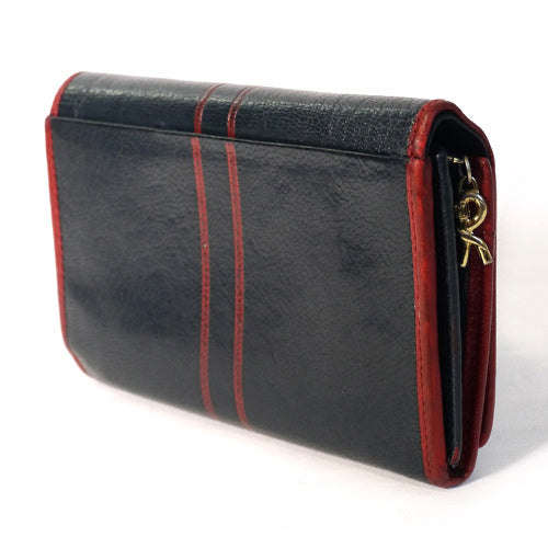 Roberta 総皮2つ折れ財布(赤×紺)