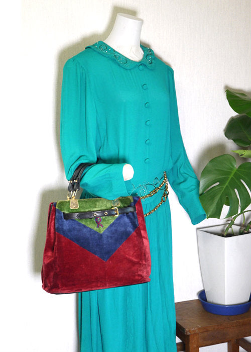 Roberta モケットトートバッグ(赤・青・緑)