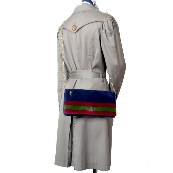 Old Roberta メリディアーナ モケットバッグ(紺×赤×緑)