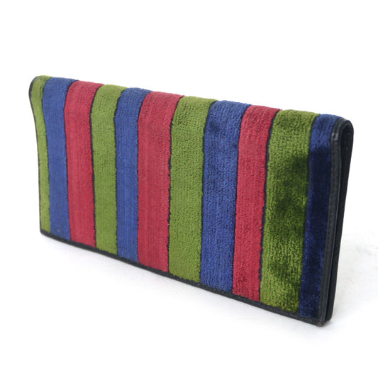 Roberta モケット トリコロール長財布(緑・紺・赤)