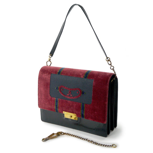 Roberta モケット素材2WAYチェーンショルダー(赤系)