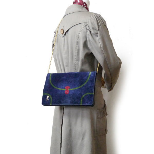 Roberta モケット素材だまし絵2WAYチェーンバッグ(青系)