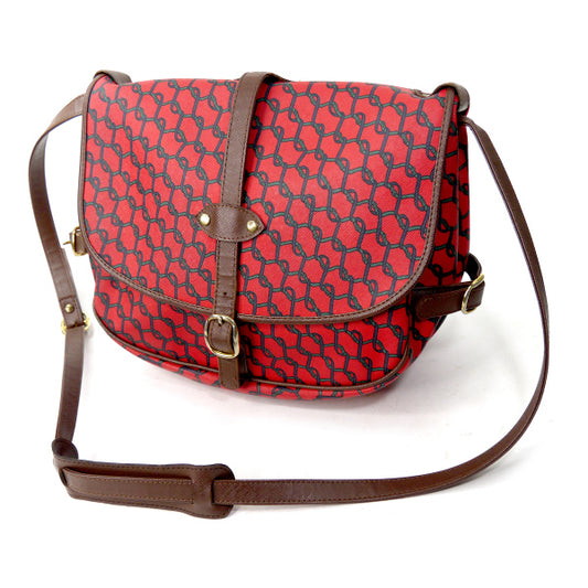 Roberta ベルト鎖柄Wバッグ(赤)