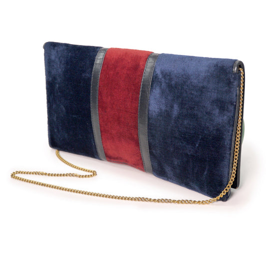 Old Roberta メリディアーナ モケットバッグ(紺×赤)