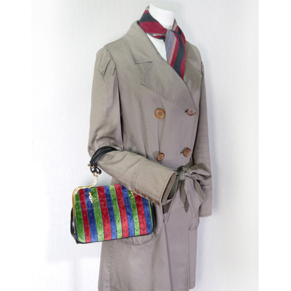 Roberta ベルト柄カラベラ ハンドバッグ(モケット/トリコロール )