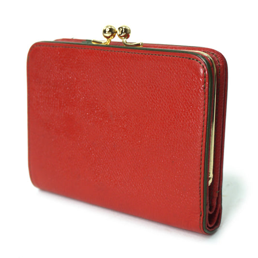 Roberta だまし絵総革がま口ミドル財布(赤)