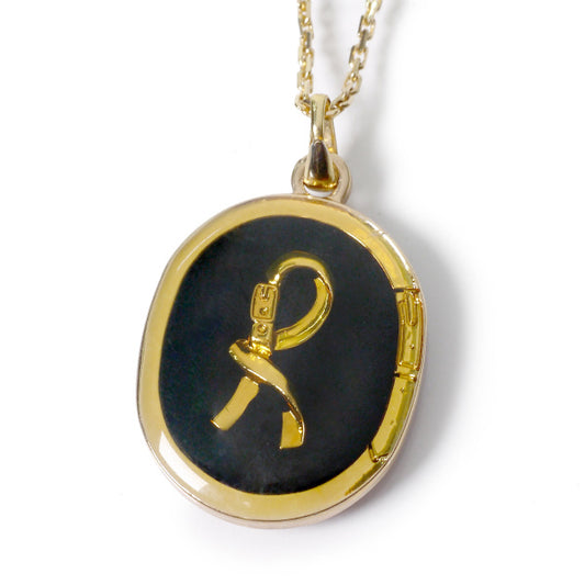 Roberta リバーシブルRネックレス(赤×黒)