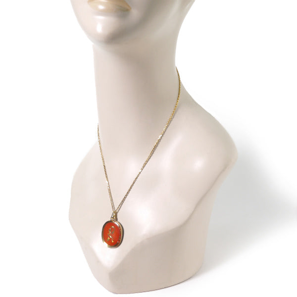 Roberta リバーシブルRネックレス(赤×黒)