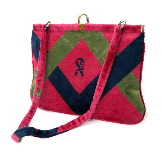 Roberta R留め具チェック柄モケットショルダー(赤系)
