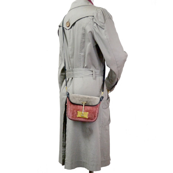 Roberta モケットVintageミニポシェット(赤系)