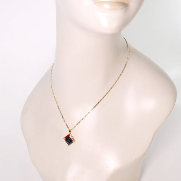 Roberta スクエアRネックレス(赤×緑×青)