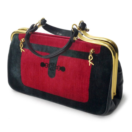 Roberta だまし絵カラベラ ハンドバッグ(赤系)