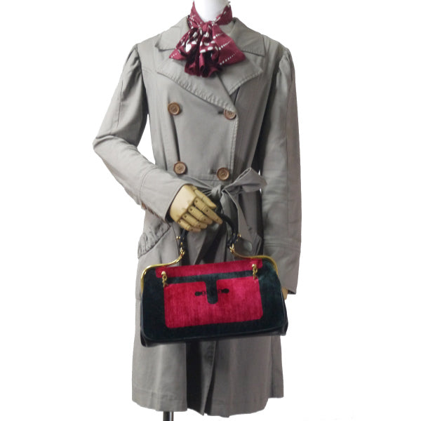 Roberta だまし絵カラベラ ハンドバッグ(赤系)