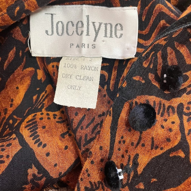 Rococo's SELECT リーフ柄vintageワンピース(茶系)